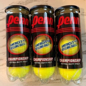9 New Penn Championship Tennis Balls - 3 Packs of 3 Unopened